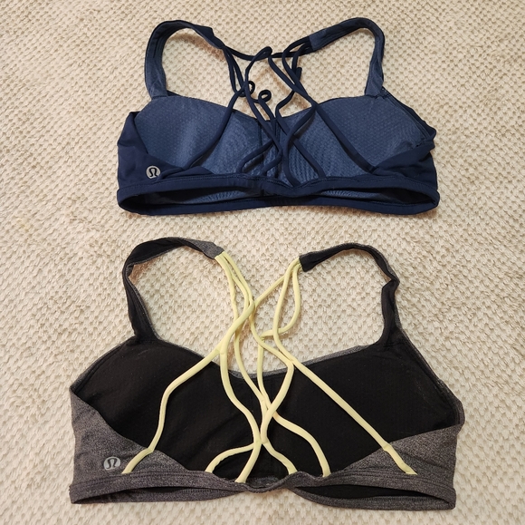 Lululemon Sports Bras - a pair of 2 - grey w/ yellow straps and navy - Picture 2 of 5